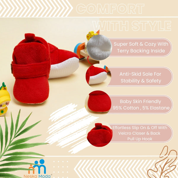 Baby Boys & Baby Girls 6 To 12 Months Velvet Velcro Booties