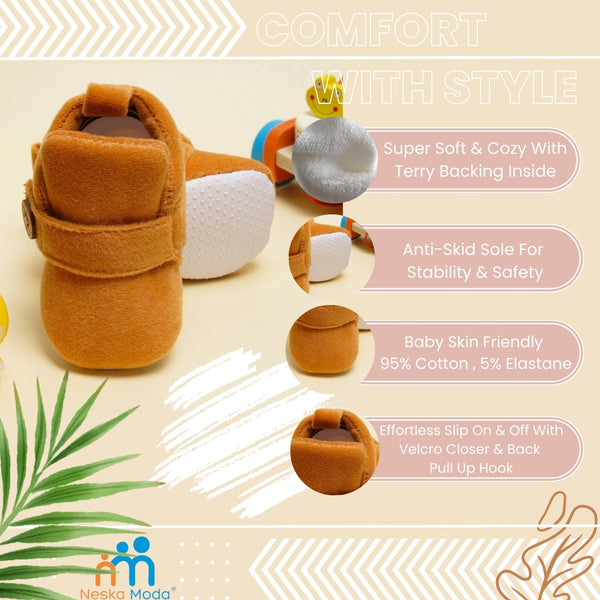 Baby Boys & Baby Girls 6 To 12 Months Velvet Velcro Booties