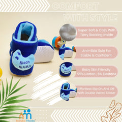 Baby Boys & Girls 6 To 12 Months Moon Mama Skin Friendly Velvet Velcro Booties