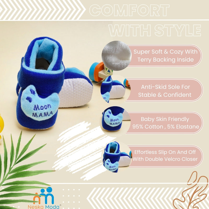 Baby Boys & Girls 6 To 12 Months Moon Mama Skin Friendly Velvet Velcro Booties