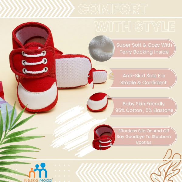 6 To 12 Months Baby Boys & Baby Girls Cotton Velcro Shoes/ Booties