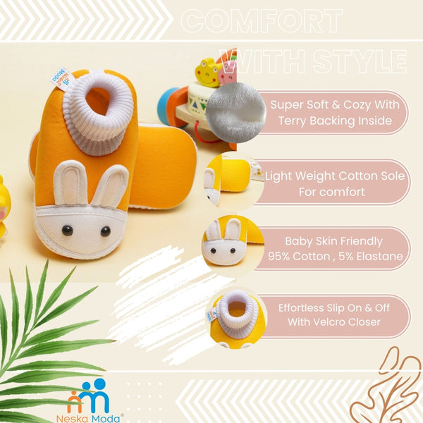 6 To 12 Months Baby Boys & Baby Girls Cute Soft Cotton Pre-Walker Rabbit Face Booties