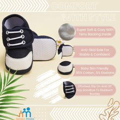 0 To 12 Months Baby Cotton Denim Booties