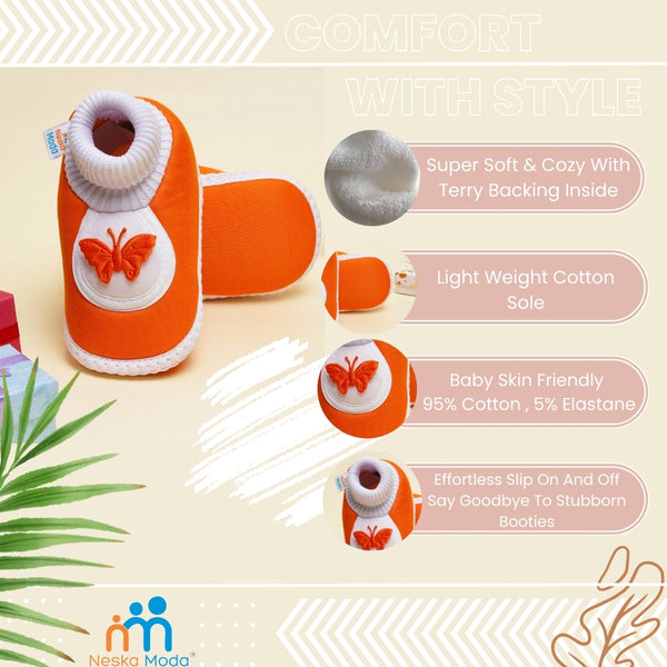 6 To 12 Months Baby Boys & Baby Girls Cute Soft Cotton Pre-Walker Butterfly Booties