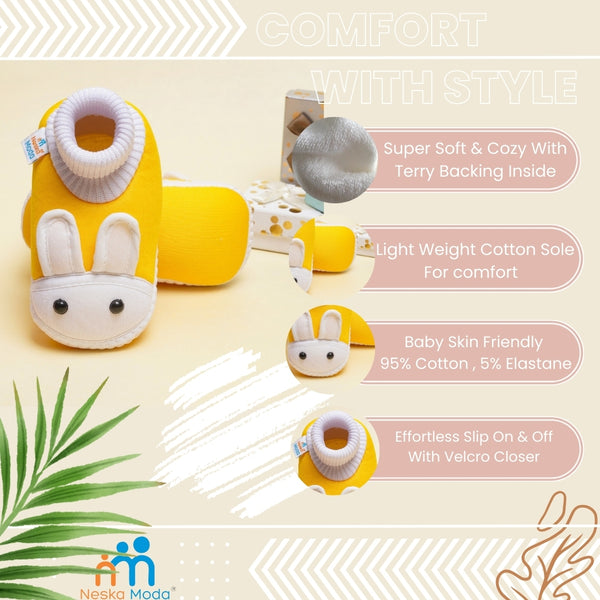 6 To 12 Months Baby Boys & Baby Girls Cute Soft Cotton Pre-Walker Rabbit Face Booties