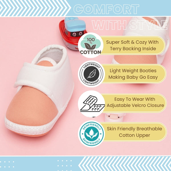 6 To 12 Months Baby Boys & Baby Girls Cute Soft Cotton Pre-Walker Sports Booties (Pink)-BT4728