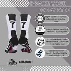 11 To 18 Years Football Socks for Boys and Girls,Mid-Calf/Crew Socks,Soccer Socks,Sports Socks White,Black-S2015