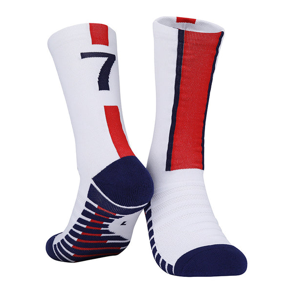 11 To 18 Years Football Socks for Boys and Girls,Mid-Calf/Crew Socks,Soccer Socks,Sports Socks White,Red-S2016