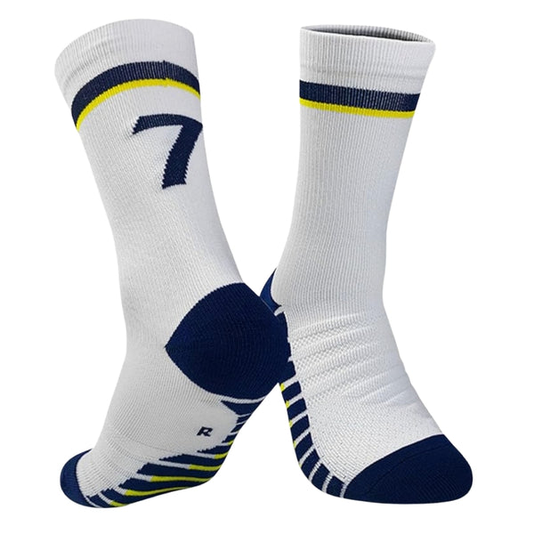 11 To 18 Years Football Socks for Boys and Girls,Mid-Calf/Crew Socks,Soccer Socks,Sports Socks White,Blue-S2017