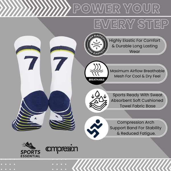 11 To 18 Years Football Socks for Boys and Girls,Mid-Calf/Crew Socks,Soccer Socks,Sports Socks White,Blue-S2017