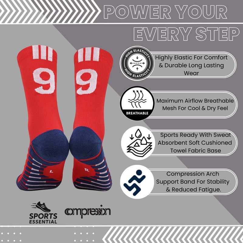 11 To 18 Years Football Socks for Boys and Girls,Mid-Calf/Crew Socks,Soccer Socks,Sports Socks Red,Blue-S2018