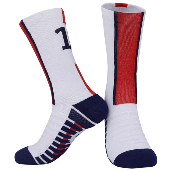 11 To 18 Years Football Socks for Boys and Girls,Mid-Calf/Crew Socks,Soccer Socks,Sports Socks White,Red-S2020