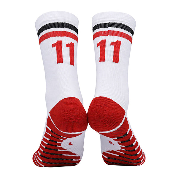 11 To 18 Years Football Socks for Boys and Girls,Mid-Calf/Crew Socks,Soccer Socks,Sports Socks White,Red-S2021