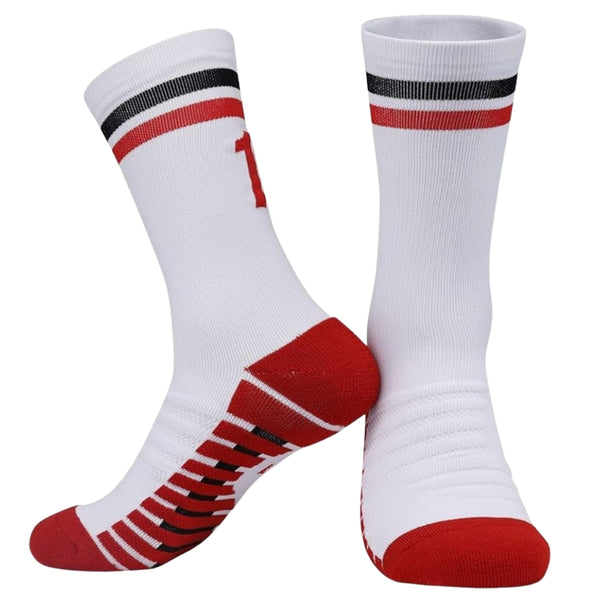 11 To 18 Years Football Socks for Boys and Girls,Mid-Calf/Crew Socks,Soccer Socks,Sports Socks White,Red-S2021