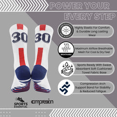 11 To 18 Years Football Socks for Boys and Girls,Mid-Calf/Crew Socks,Soccer Socks,Sports Socks White,Red,Blue-S2022