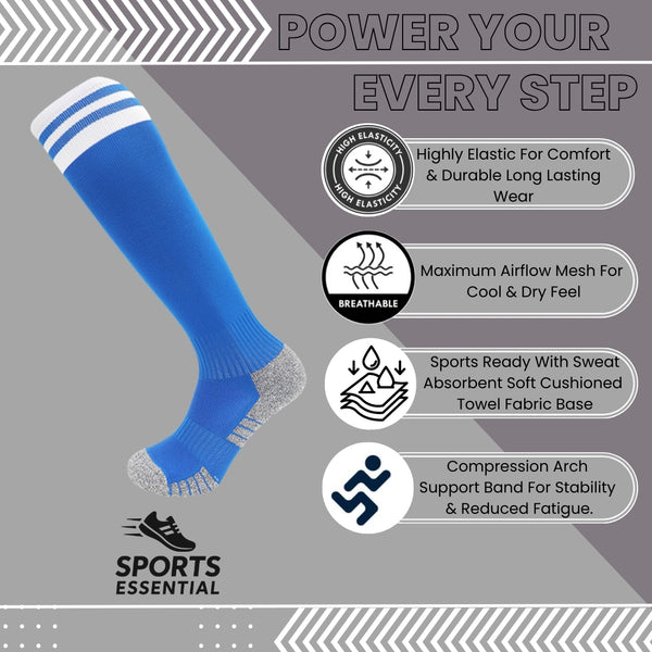 11 To 18 Years Football Socks for Boys and Girls,Knee Length Stockings,Calf Length SocksFootball Stocking,Soccer Socks,Sports Socks White,Blue-S2025