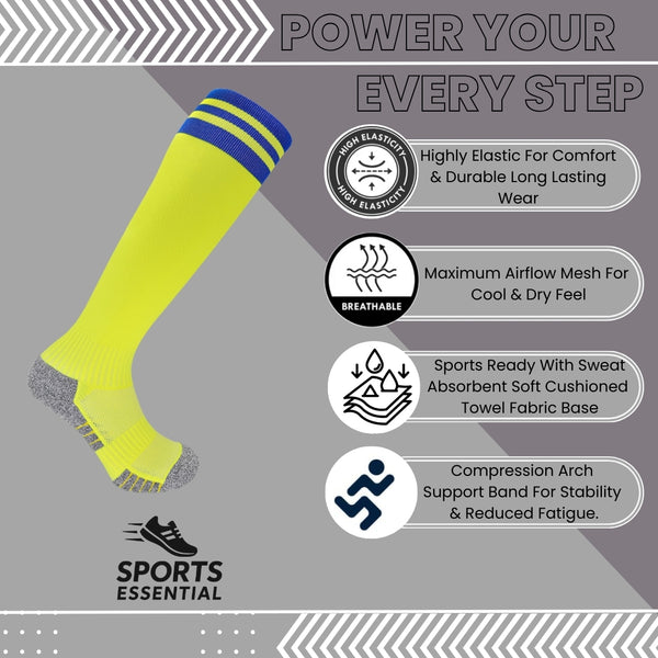 11 To 18 Years Football Socks for Boys and Girls,Knee Length Stockings,Calf Length SocksFootball Stocking,Soccer Socks,Sports Socks Yellow,Blue-S2026