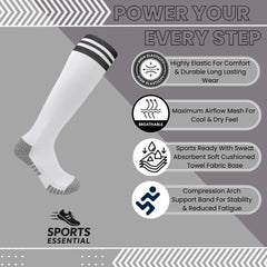 11 To 18 Years Football Socks for Boys and Girls,Knee Length Stockings,Calf Length SocksFootball Stocking,Soccer Socks,Sports Socks White,Black-S2028
