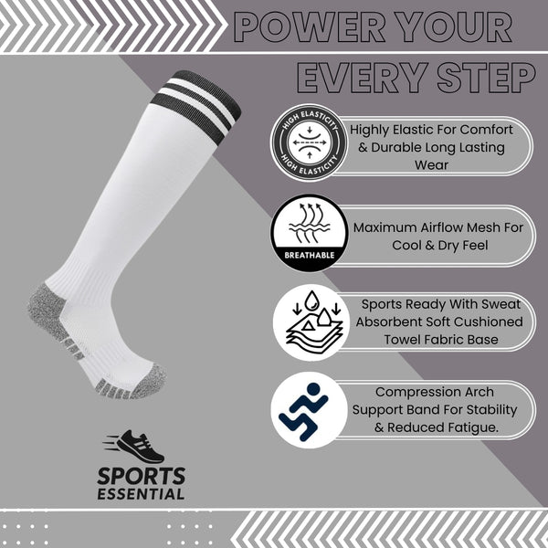 11 To 18 Years Football Socks for Boys and Girls,Knee Length Stockings,Calf Length SocksFootball Stocking,Soccer Socks,Sports Socks White,Black-S2028