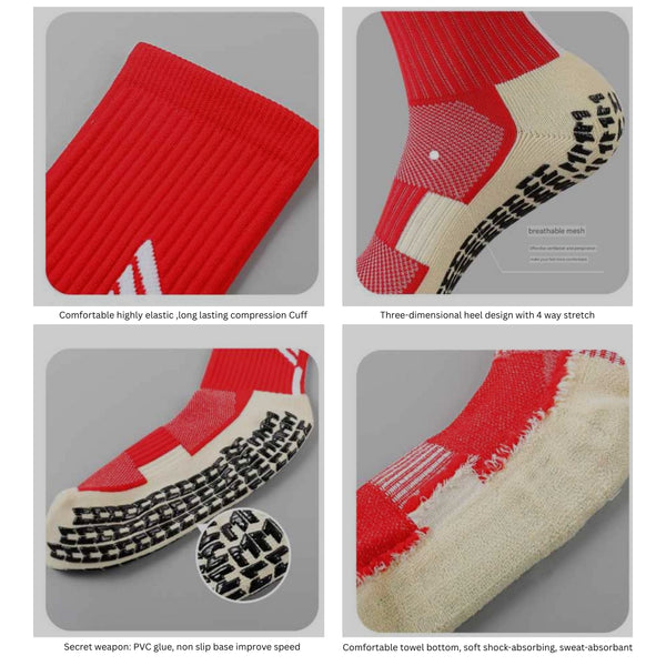 11 To 18 Years Football Socks for Boys and Girls Crew Length/Ankle Socks,Soccer Socks,Sports Socks Red-S2044