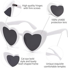 Girls Stylish Heart Shape Ploarized UV Protection Sunglasses For 3 to 6 Years (White)