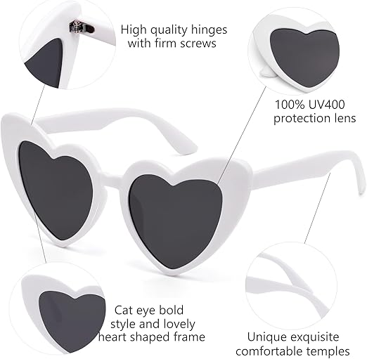 Girls Stylish Heart Shape Ploarized UV Protection Sunglasses For 3 to 6 Years (White)