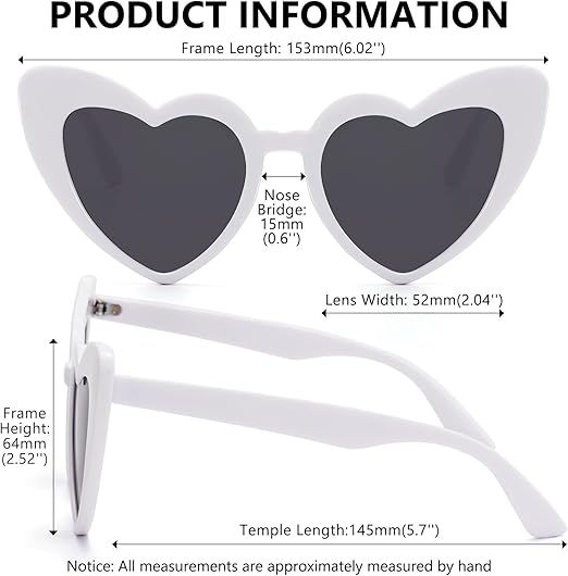 Girls Stylish Heart Shape Ploarized UV Protection Sunglasses For 3 to 6 Years (White)
