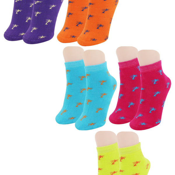 11 To 15 Years Boys & Girls 5 Pairs Terry Cotton Ankle Socks (Purple,Light Blue,Pink,Orange,Yellow)-SK1003