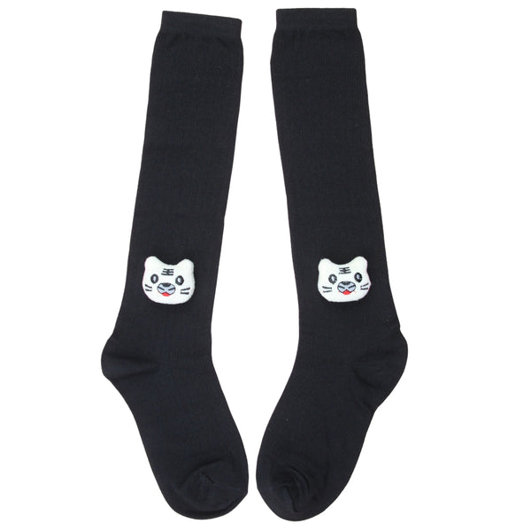Unisex Cotton Black Calf Length Kids Long Cat Face Socks-SK966andF05