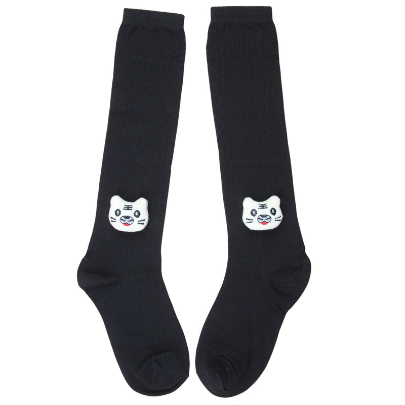 Unisex Cotton Black Calf Length Kids Long Cat Face Socks-SK966andF05
