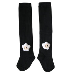 Baby Unisex Cotton Calf Length Black Kids Long Smiley Star Face Socks-SK1063andF08