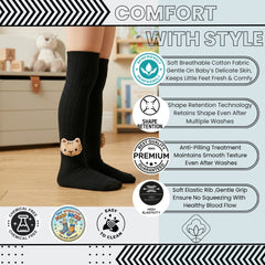 Unisex Cotton Black Calf Length Kids Long Tiger Face Socks-SK966andF19