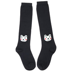 Unisex Cotton Black Calf Length Kids Long Bear Face Socks-SK1221andF21