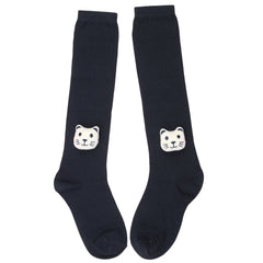 Unisex Cotton Black Calf Length Kids Long Cat Face Socks-SK966andF37