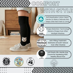 Unisex Cotton Black Calf Length Kids Long Cat Face Socks-SK1063andF37