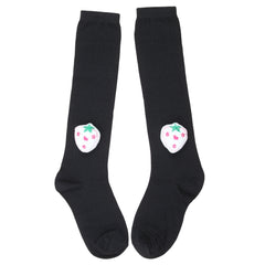 Unisex Cotton Black Calf Length Kids Long Strawberry Face Socks-SK966andF44