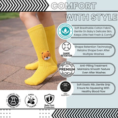 Baby Unisex Cotton Calf Length Yellow Kids Long Tiger Face Socks-SK1065andF01
