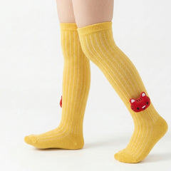 Unisex Cotton Yellow Calf Length Kids Long Tiger Face Socks-SK1222andF04