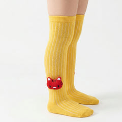 Unisex Cotton Yellow Calf Length Kids Long Tiger Face Socks-SK967andF04