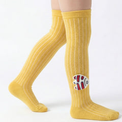 Unisex Cotton Yellow Calf Length Kids Long Fish Face Socks-SK967andF11