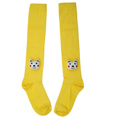 Unisex Cotton Yellow Calf Length Kids Long Bear Face Socks-SK1065andF21