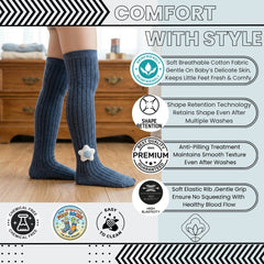 Unisex Cotton Grey Calf Length Kids Long Star Face Socks-SK1066andF41