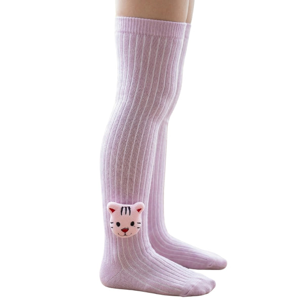 Unisex Cotton Pink Calf Length Kids Long Tiger Face Socks-SK1068andF36