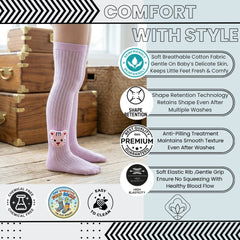 Unisex Cotton Pink Calf Length Kids Long Tiger Face Socks-SK1068andF36