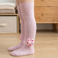 Unisex Cotton Pink Calf Length Kids Long Rabbit Face Socks-SK1068andF40