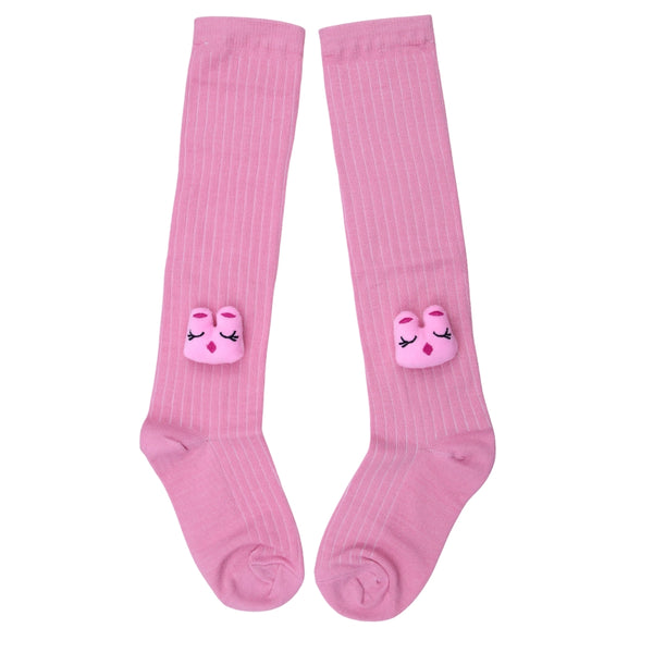 Unisex Cotton Pink Calf Length Kids Long Rabbit Face Socks-SK1068andF40