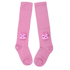 Unisex Cotton Pink Calf Length Kids Long Rabbit Face Socks-SK969andF40