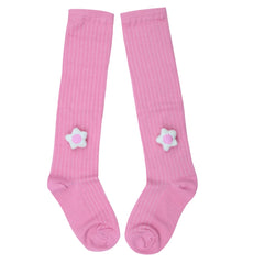 Unisex Cotton Pink Calf Length Kids Long Star Face Socks-SK969andF43