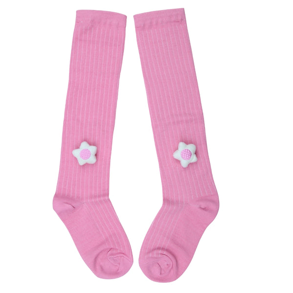 Unisex Cotton Pink Calf Length Kids Long Star Face Socks-SK969andF43
