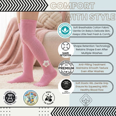 Unisex Cotton Pink Calf Length Kids Long Star Face Socks-SK1068andF43